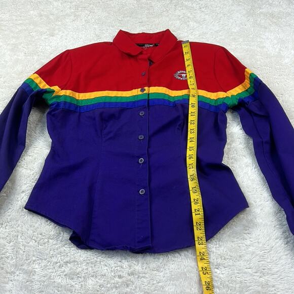 Y2K Asphalt Cowgirl Rainbow button down western shirt, size small - Picture 4 of 12